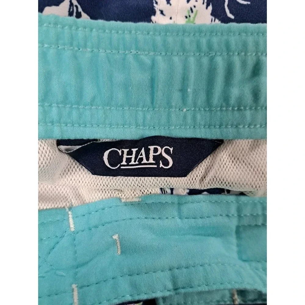 Chaps Men's Size M Geometric Print Board‎ Shorts Polyester Swim Trunks Hawaiian